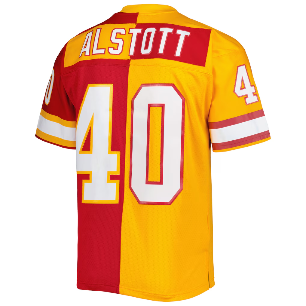 BIPIHUC TB.Buccaneers #40 Mike Alstott Mitchell & Ness OrangeRed 1996 Split Legacy Replica Stitched Puhic Jersey