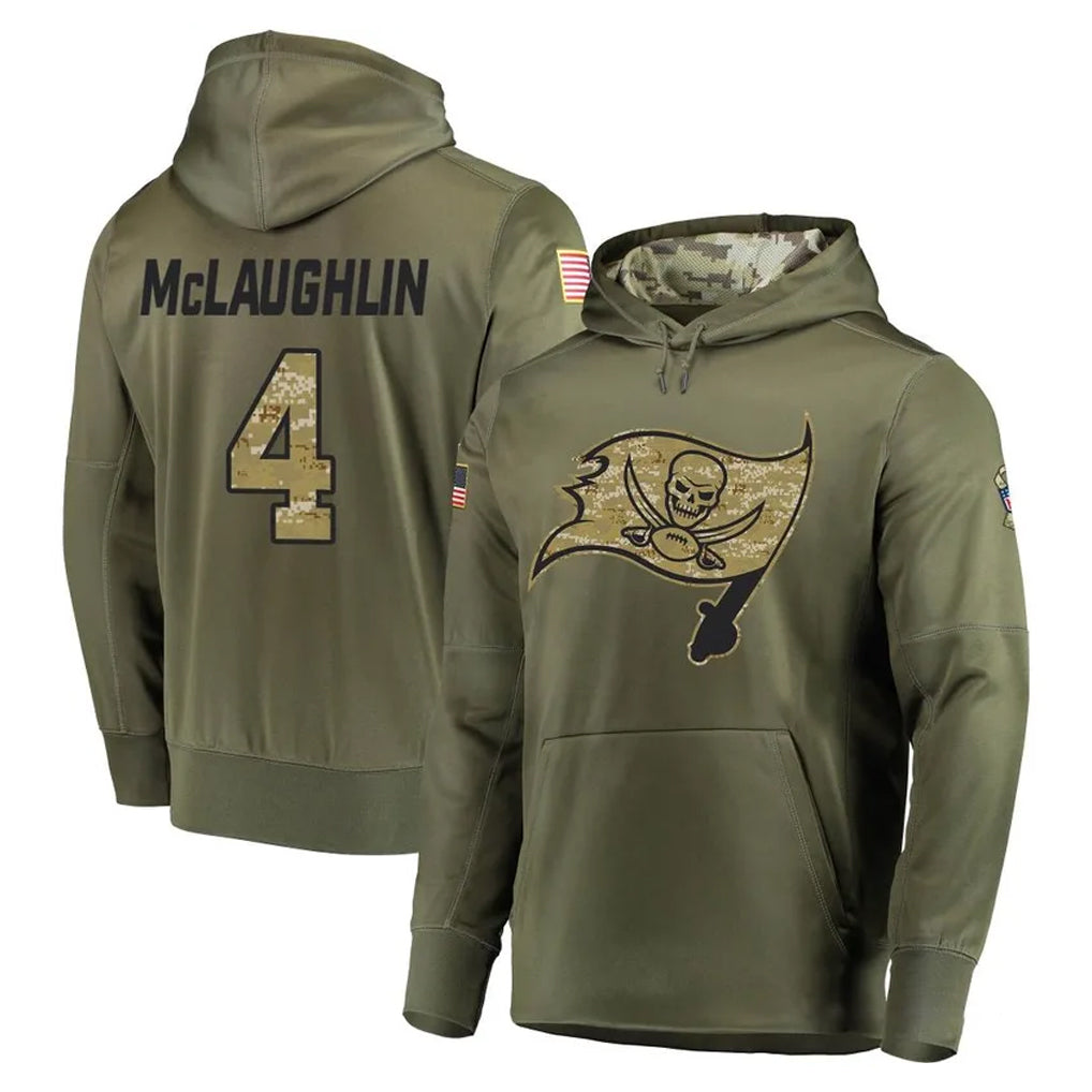 BIPIHUC TB.Buccaneers #4 Chase McLaughlin Player Olive Salute to Service Pullover Hoodie Home Game Stitched Jerseys