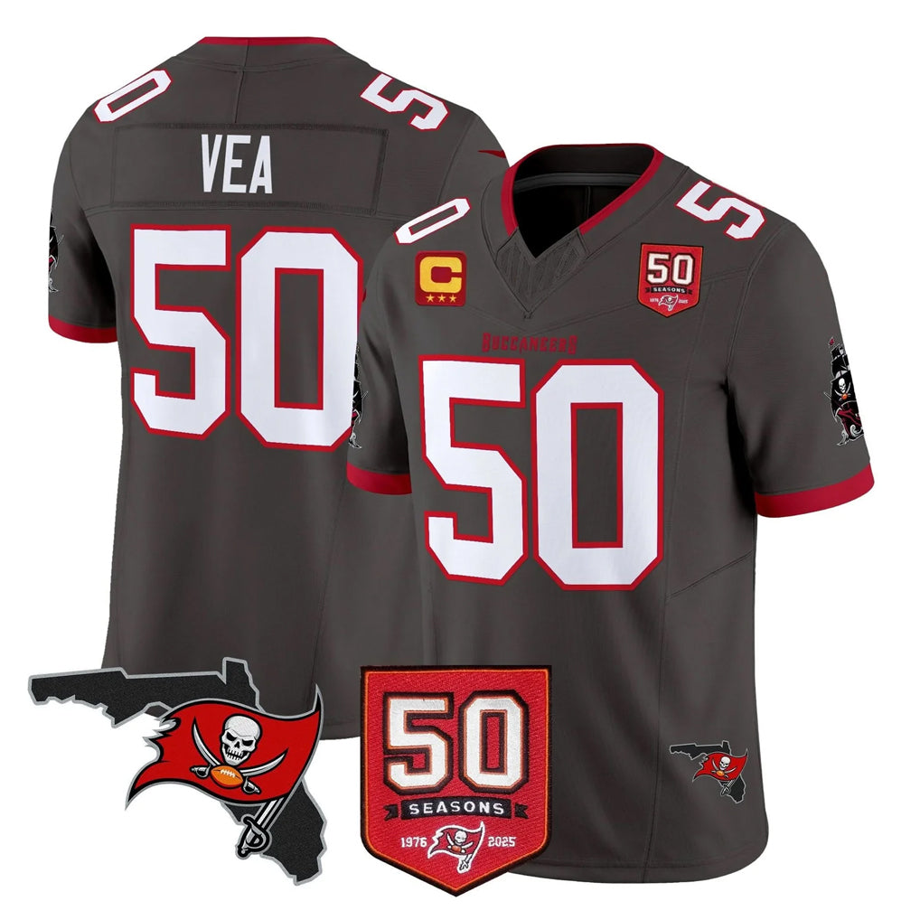 BIPIHUC TB.Buccaneers #50 Vita Vea Player Pewter Limited 2026 Season Vapor F.U.S.E. Home Game Stitched Jerseys