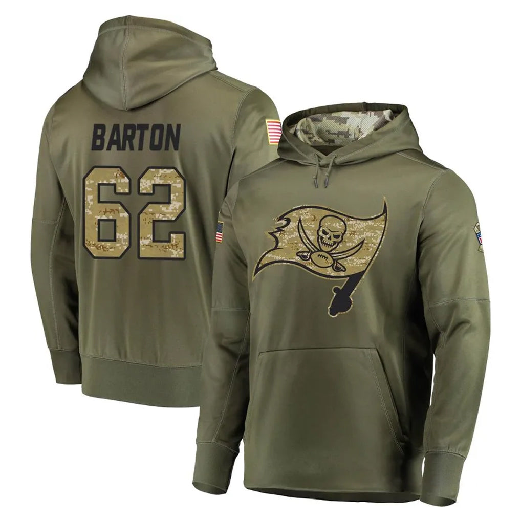 BIPIHUC TB.Buccaneers #62 Graham Barton Player Olive Salute to Service Pullover Hoodie Home Game Stitched Jerseys