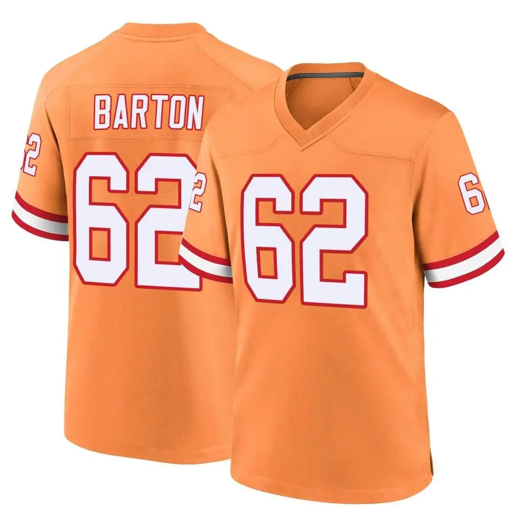 BIPIHUC TB.Buccaneers #62 Graham Barton Player Orange Throwback Home Game Stitched Jerseys