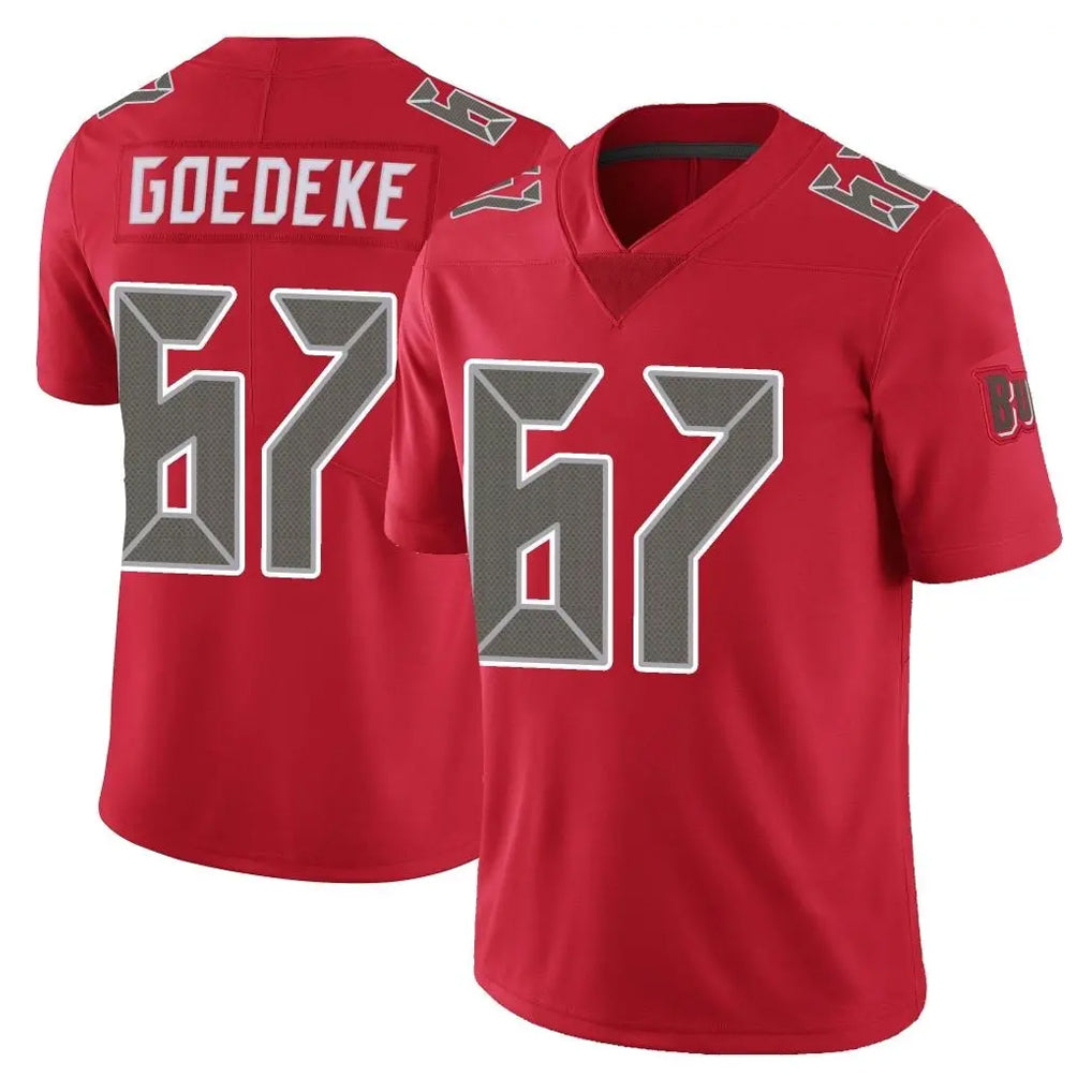BIPIHUC TB.Buccaneers #67 Luke Goedeke Player Red Limited Color Rush Home Game Stitched Jerseys