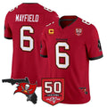 BIPIHUC TB.Buccaneers #6 Baker Mayfield Player Red 50th Season Vapor Limited Home Game Stitched Jerseys