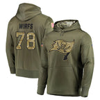 BIPIHUC TB.Buccaneers #78 Tristan Wirfs Player Olive Salute to Service Pullover Hoodie Home Game Stitched Jerseys