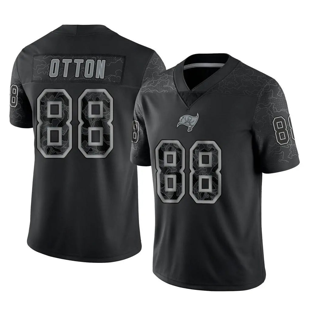 BIPIHUC TB.Buccaneers #88 Cade Otton Player Black Reflective Limited Home Game Stitched Jerseys