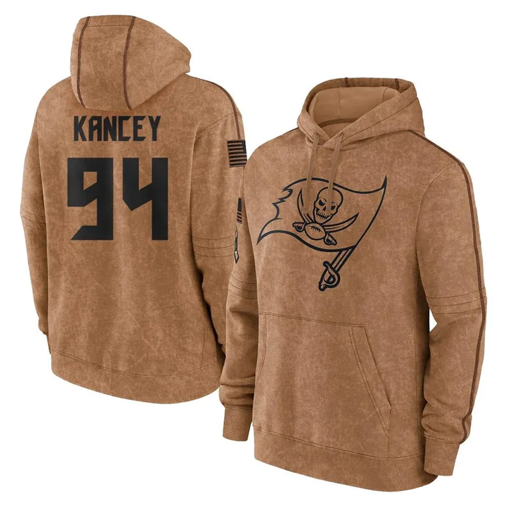 BIPIHUC TB.Buccaneers #94 Calijah Kancey Player Brown Limited Salute to Service Pullover Hoodies Game Stitched Jerseys
