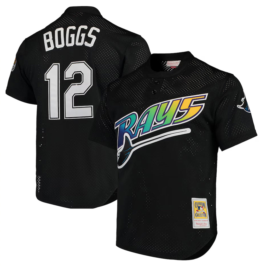 BIPIHUC TB.Rays #12 Wade Boggs Player Black Mitchell & Ness Cooperstown Replica Stitched Jerseys
