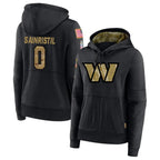 BIPIHUC W.Commanders #0 Mike Sainristil Player Black Salute to Service Hoodies Stitched Jerseys