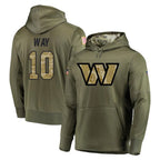 BIPIHUC W.Commanders #10 Tress Way Player Olive Salute to Service Pullover Hoodie Limited Home Game Stitched Jerseys