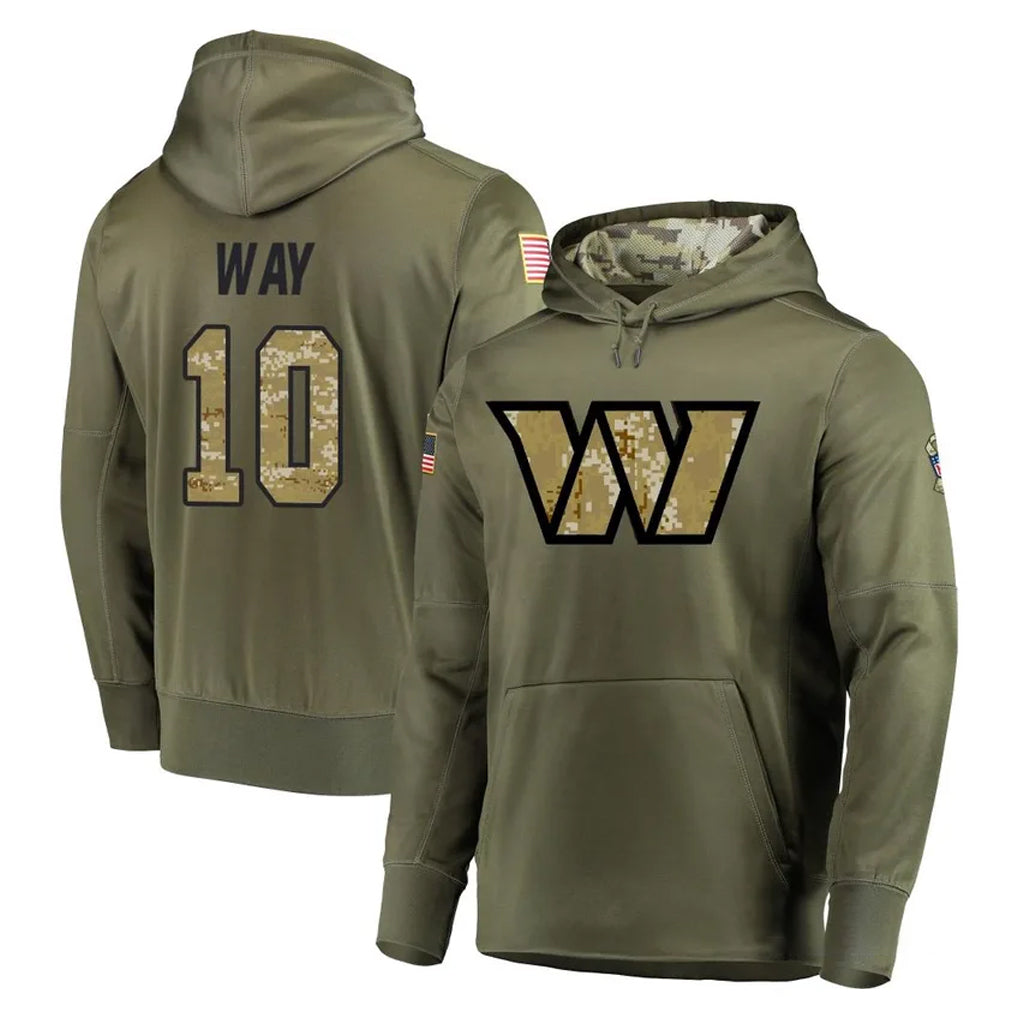 BIPIHUC W.Commanders #10 Tress Way Player Olive Salute to Service Pullover Hoodie Limited Home Game Stitched Jerseys