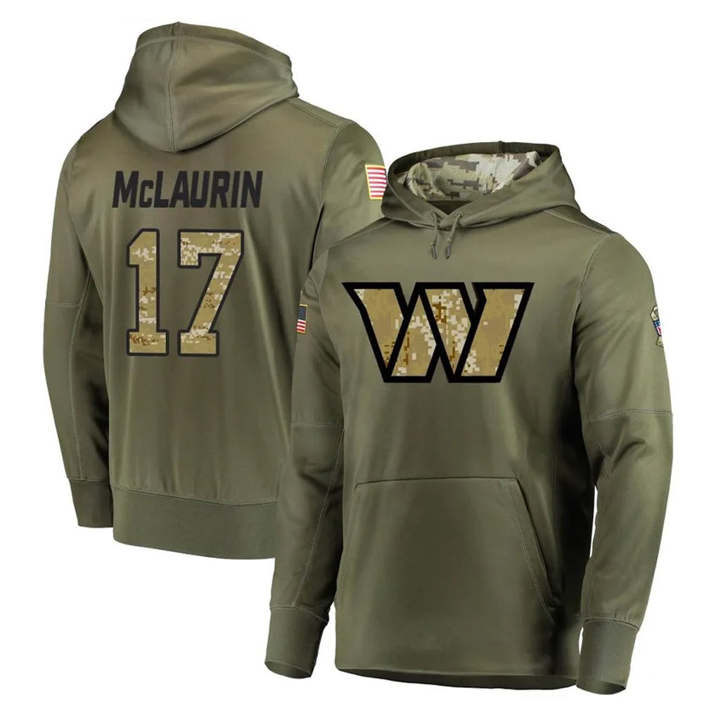 BIPIHUC W.Commanders #17 Terry Mclaurin Player Olive Salute to Service Pullover Hoodie Limited Home Game Stitched Jerseys