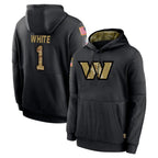 BIPIHUC W.Commanders #1 Rachaad White Player Black Salute to Service Performance Pullover Hoodies Home Game Stitched Jerseys