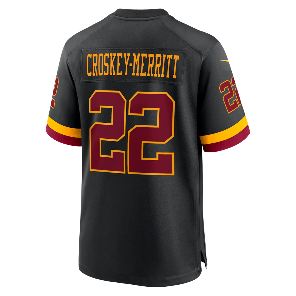 BIPIHUC W.Commanders #22 Jacory Croskey-Merritt Black Hail Raiser Alternate Game Stitched Jerseys
