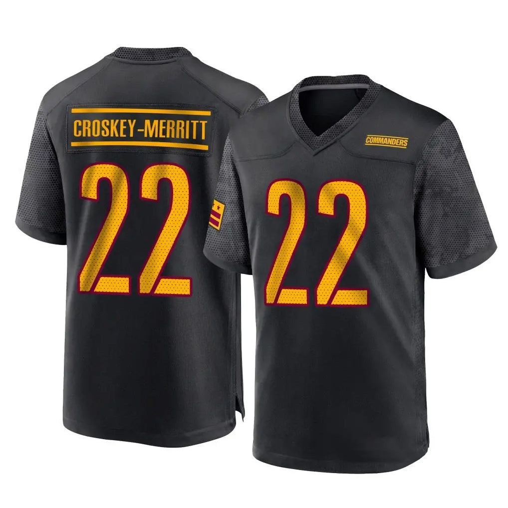 BIPIHUC W.Commanders #22 Jacory Croskey-Merritt Player Black Home Game Stitched Jerseys