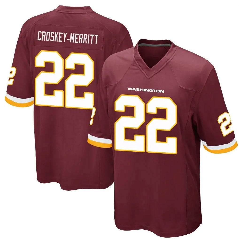 BIPIHUC W.Commanders #22 Jacory Croskey-Merritt Player Burgundy Game Stitched Jerseys
