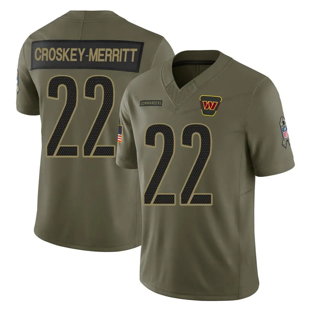 BIPIHUC W.Commanders #22 Jacory Croskey-Merritt Player Olive Salute To Service Limited Stitched Jerseys