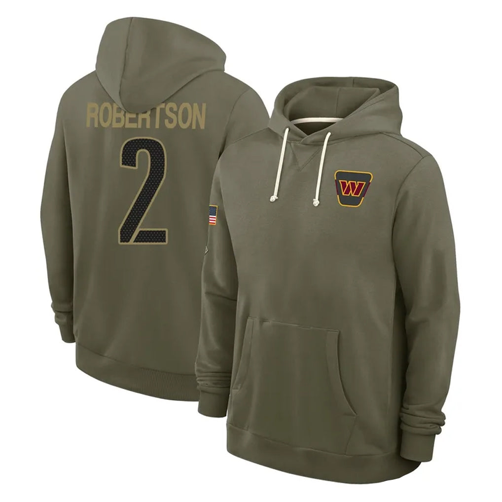 BIPIHUC W.Commanders #2 Amik Robertson Player Olive Salute to Service Pullover Hoodies Limited Home Stitched Jerseys