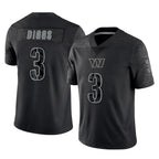 BIPIHUC W.Commanders #3 Stefon Diggs Player Black Limited Reflective Home Game Stitched Jerseys