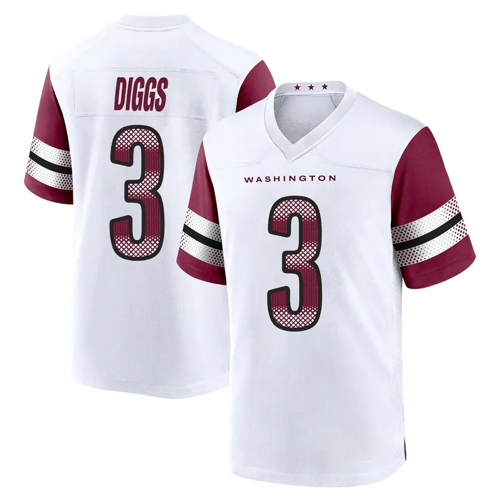 BIPIHUC W.Commanders #3 Stefon Diggs Player White Game Home Stitched Jerseys