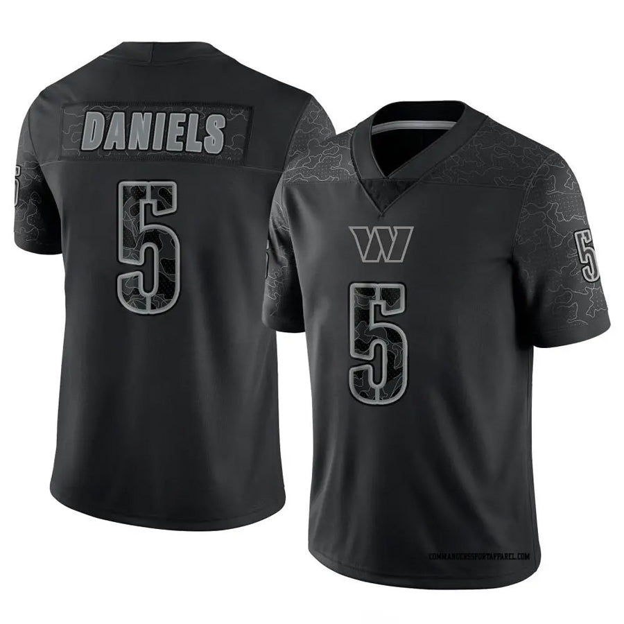 BIPIHUC W.Commanders #5 Jayden Daniels Player Black RFLCTV Limited Stitched Jerseys