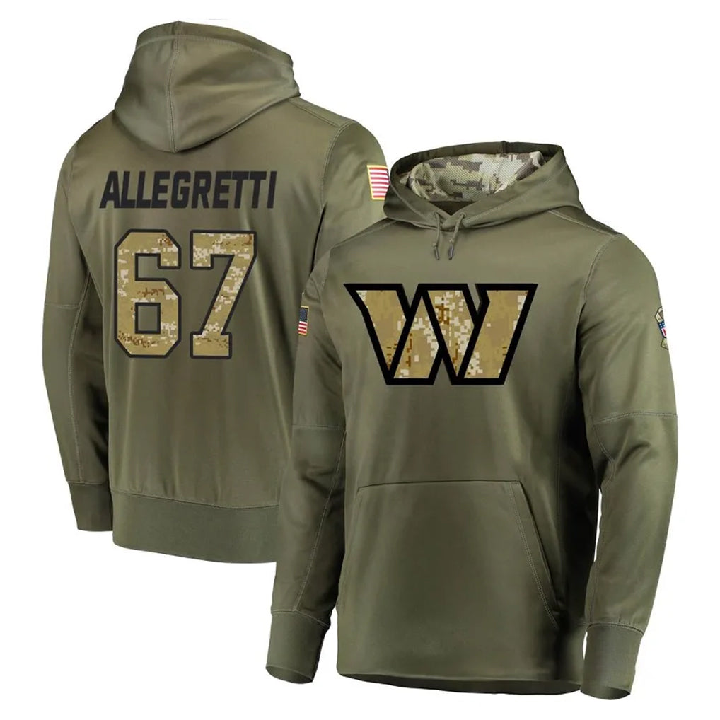 BIPIHUC W.Commanders #67 Nick Allegretti Player Olive Salute to Service Pullover Hoodie Limited Home Game Stitched Jerseys