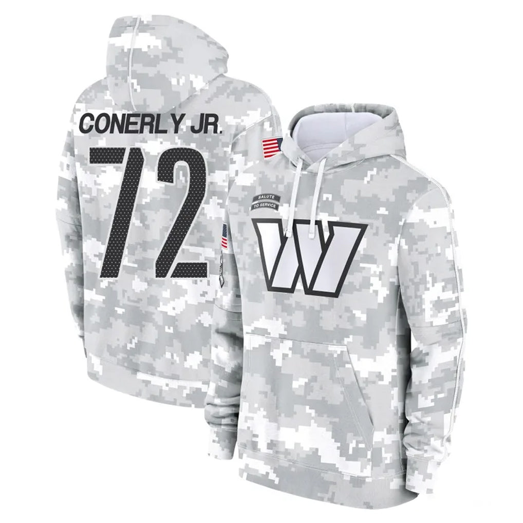 BIPIHUC W.Commanders #72 Josh Conerly Jr. Player Arctic Camo Limited Salute to Service Pullover Hoodies Game Stitched Jerseys