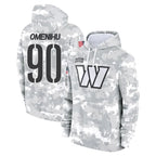 BIPIHUC W.Commanders #90 Charles Omenihu Player Arctic Camo Limited Salute to Service Pullover Hoodies Game Stitched Jerseys