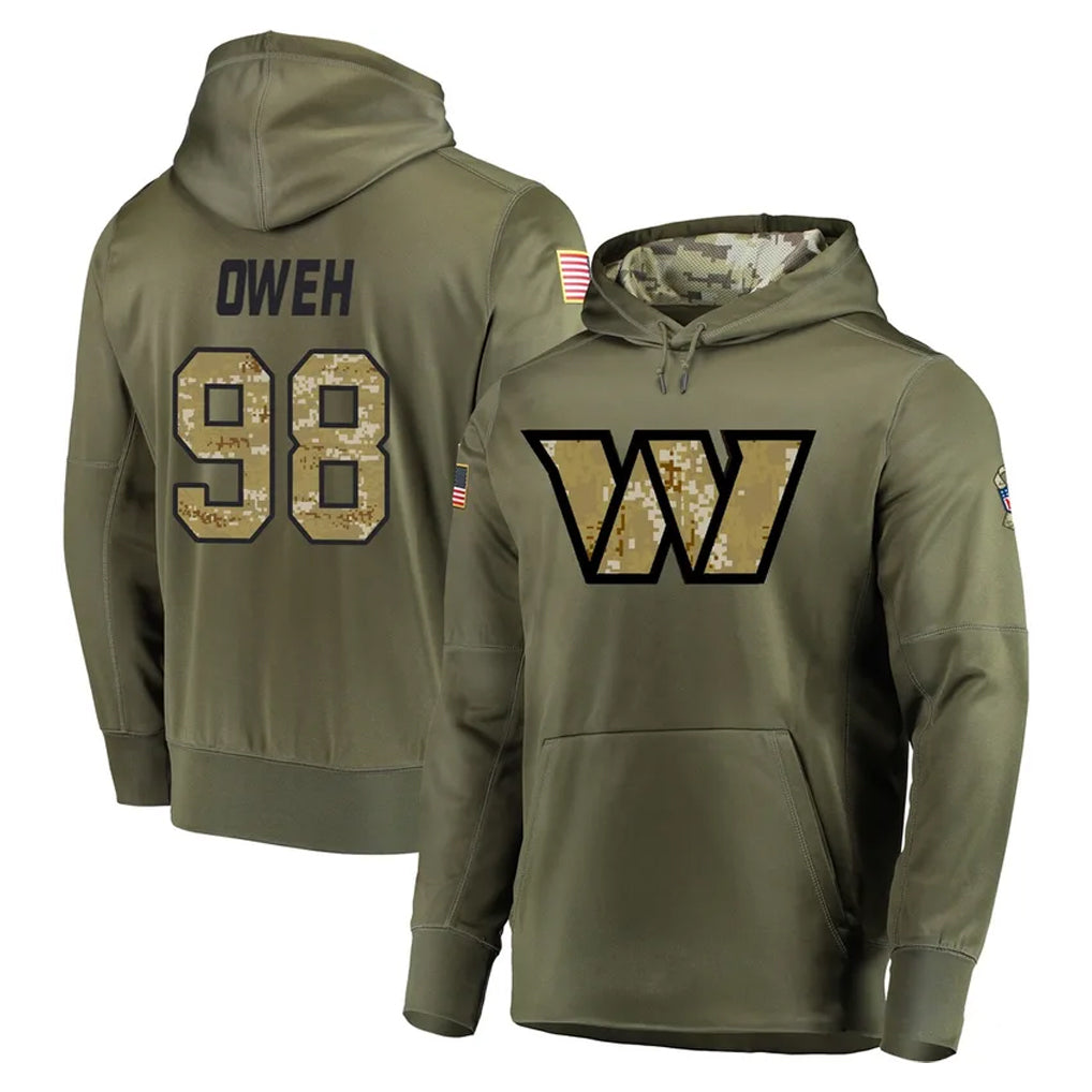 BIPIHUC W.Commanders #98 Odafe Oweh Player Olive Salute to Service Pullover Hoodie Limited Home Game Stitched Jerseys