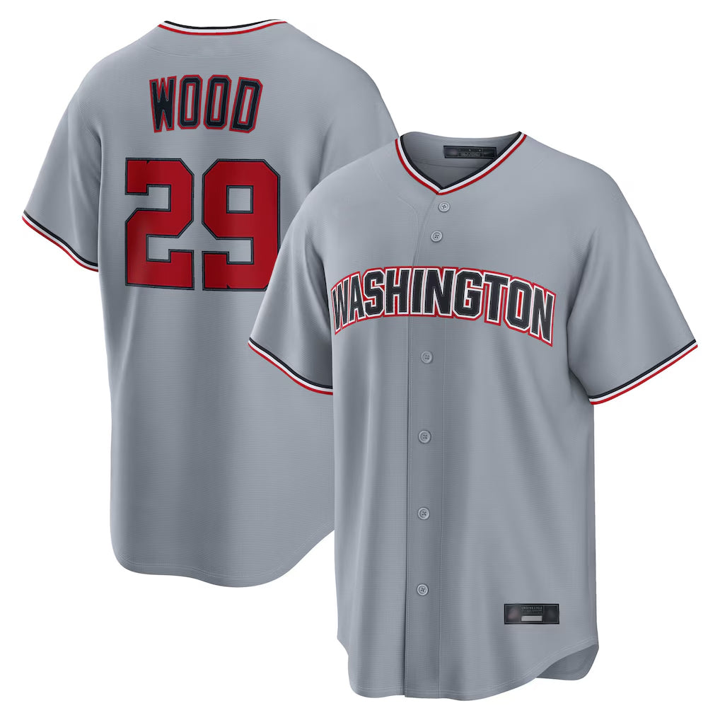 BIPIHUC W.Nationals #29 James Wood Player Gray Road Replica Stitched Jerseys