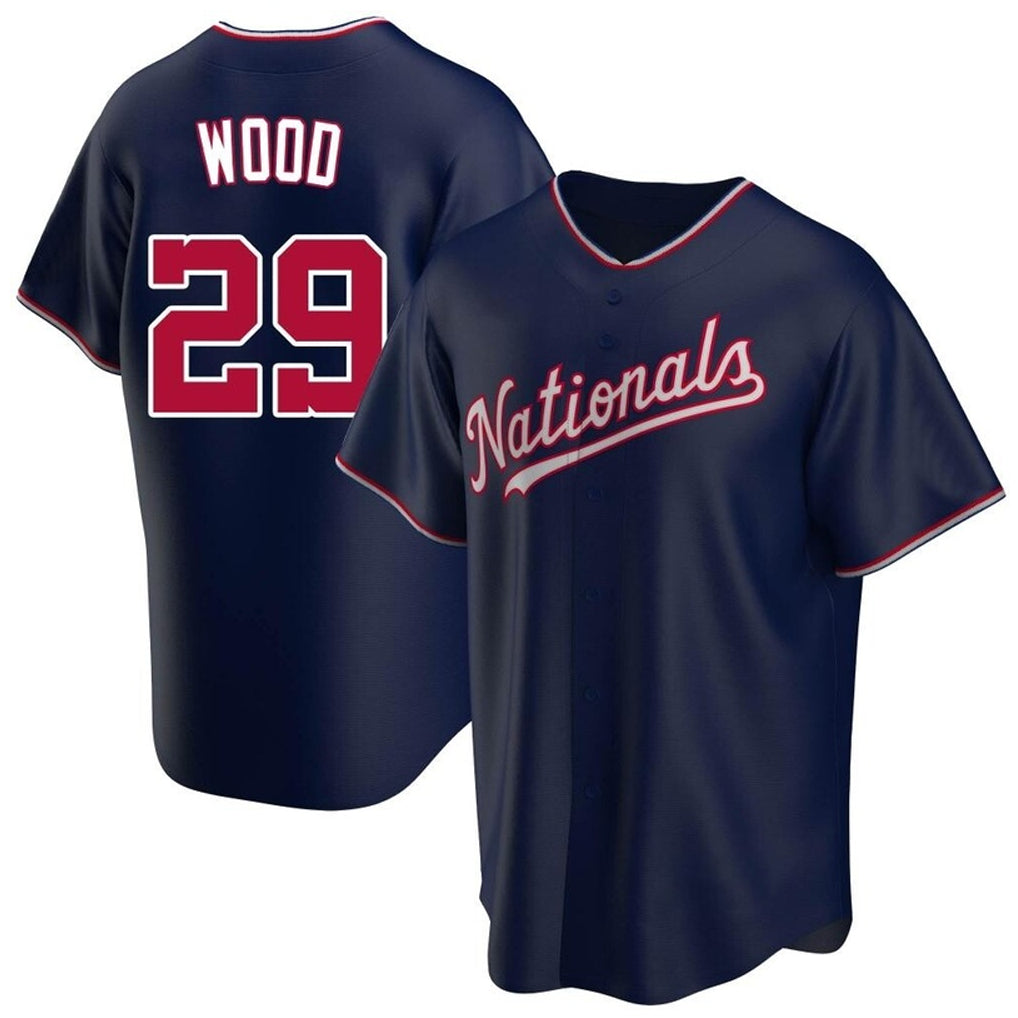 BIPIHUC W.Nationals #29 James Wood Player Navy Blue Replica Game Stitched Jerseys