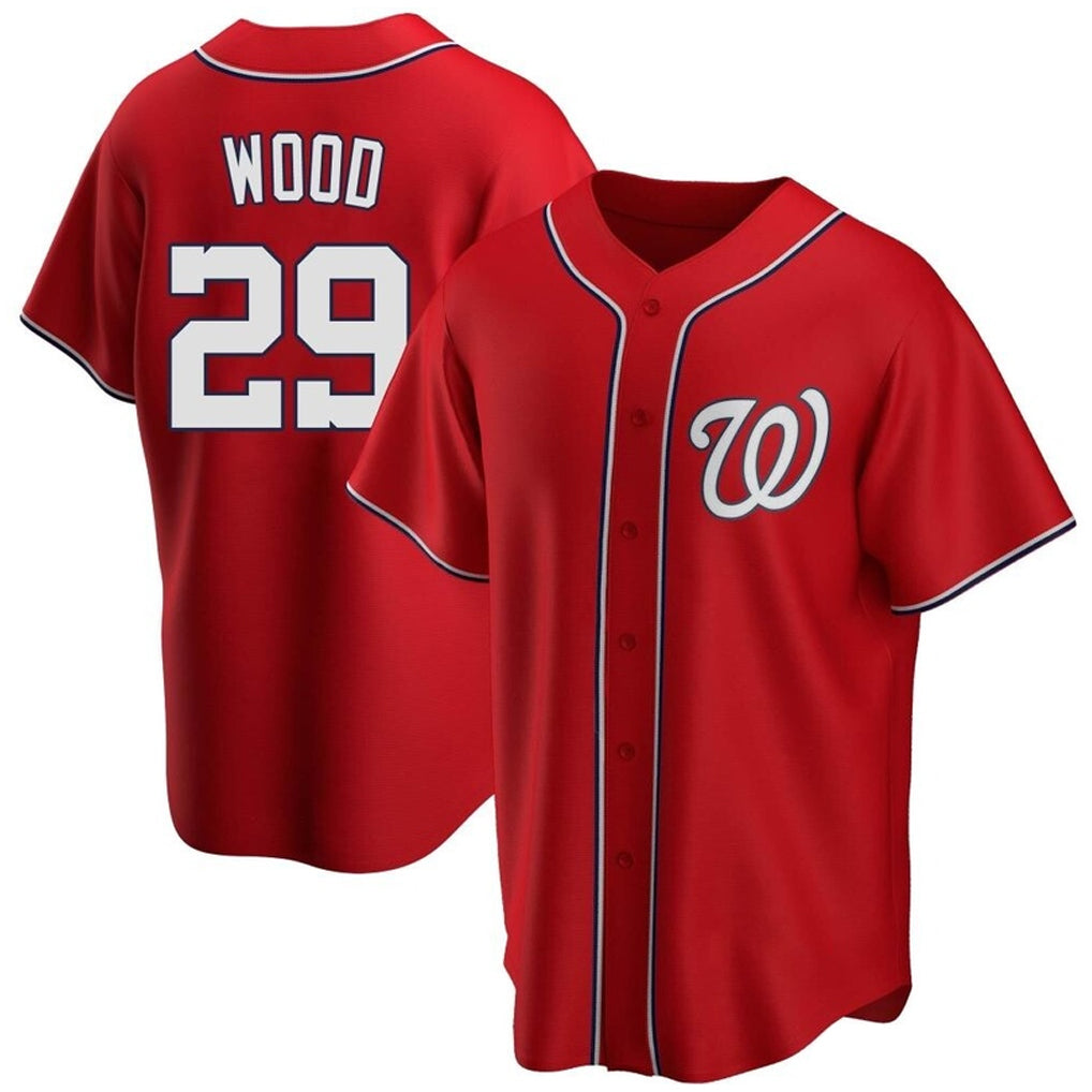 BIPIHUC W.Nationals #29 James Wood Player Red Replica Alternate Stitched Jerseys