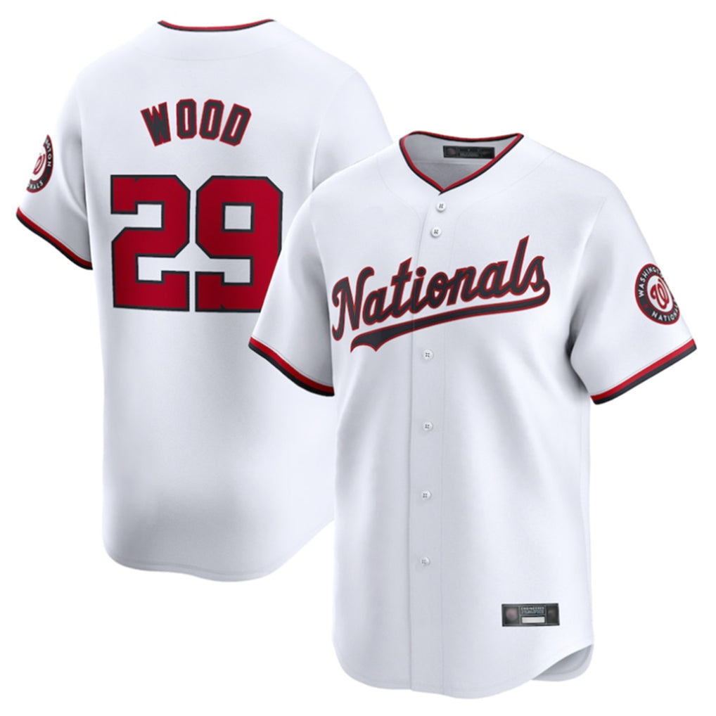 BIPIHUC W.Nationals #29 James Wood Player White Home Limited Stitched Jerseys
