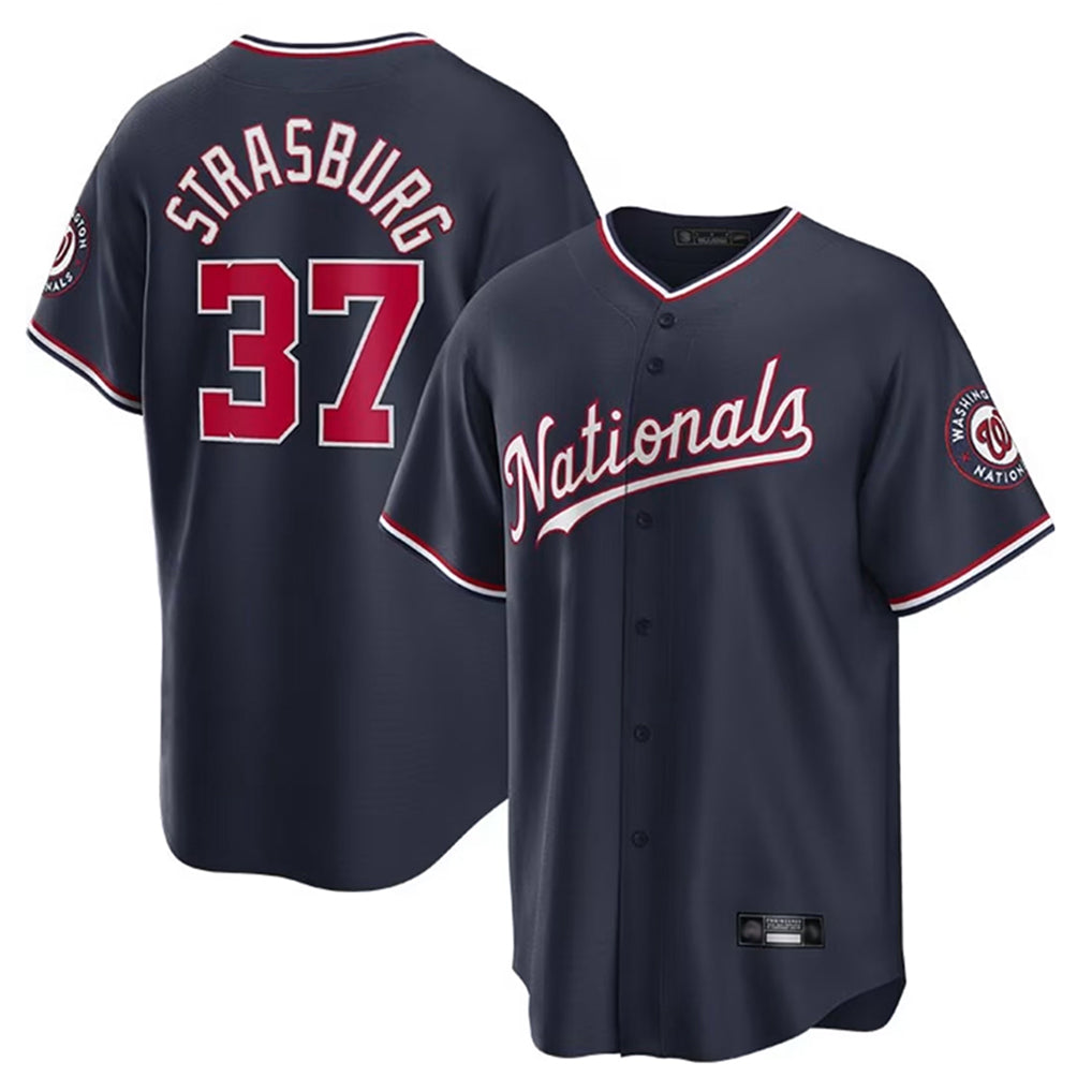 BIPIHUC W.Nationals #37 Stephen Strasburg Player Navy Replica Stitched Jerseys