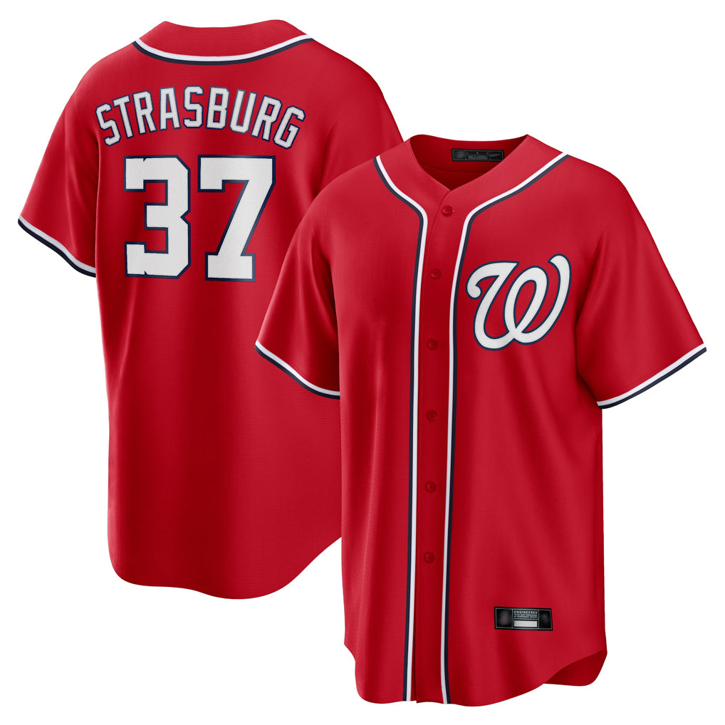 BIPIHUC W.Nationals #37 Stephen Strasburg Player Red Alternate Replica Player Game Stitched Jerseys