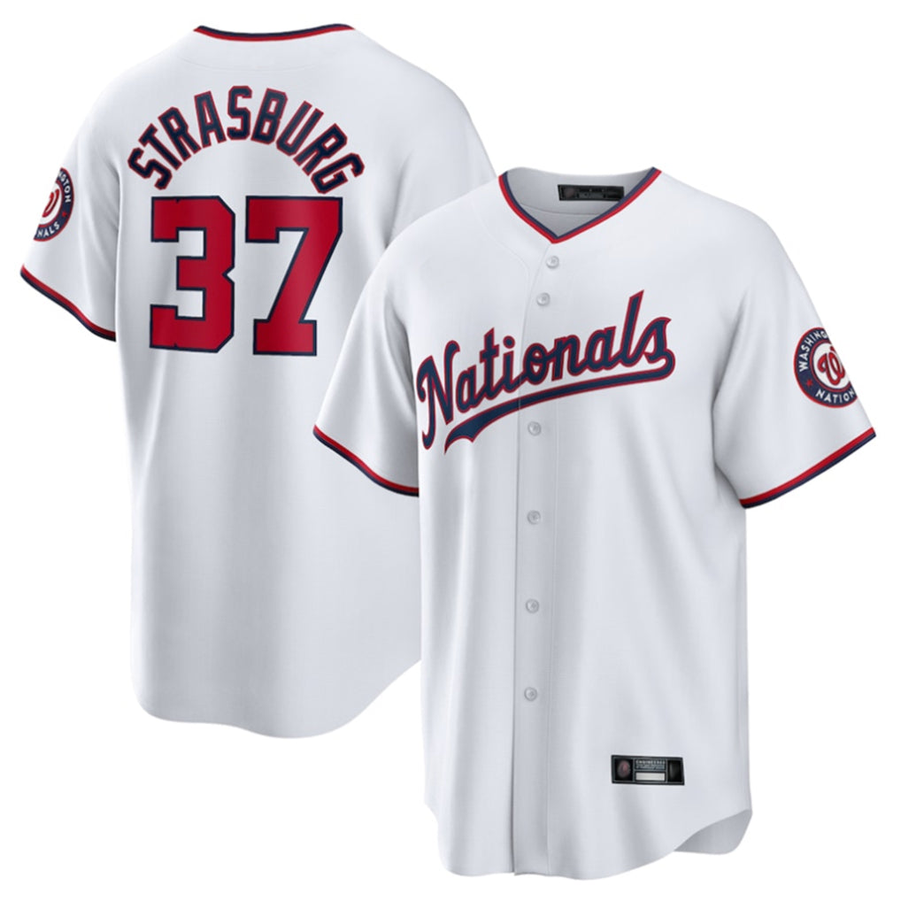 BIPIHUC W.Nationals #37 Stephen Strasburg Player White Home Game Stitched Jerseys