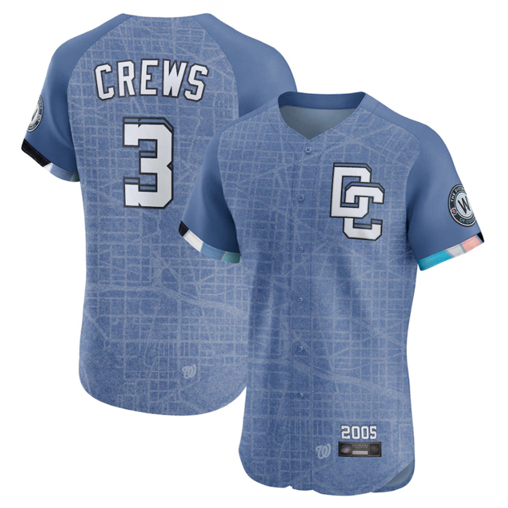 BIPIHUC W.Nationals #3 Dylan Crews Player Blue City Connect Elite Stitched Jerseys