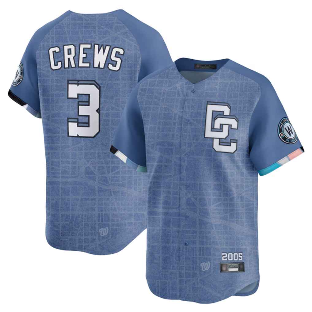 BIPIHUC W.Nationals #3 Dylan Crews Player Blue Limited City Connect Stitched Jerseys