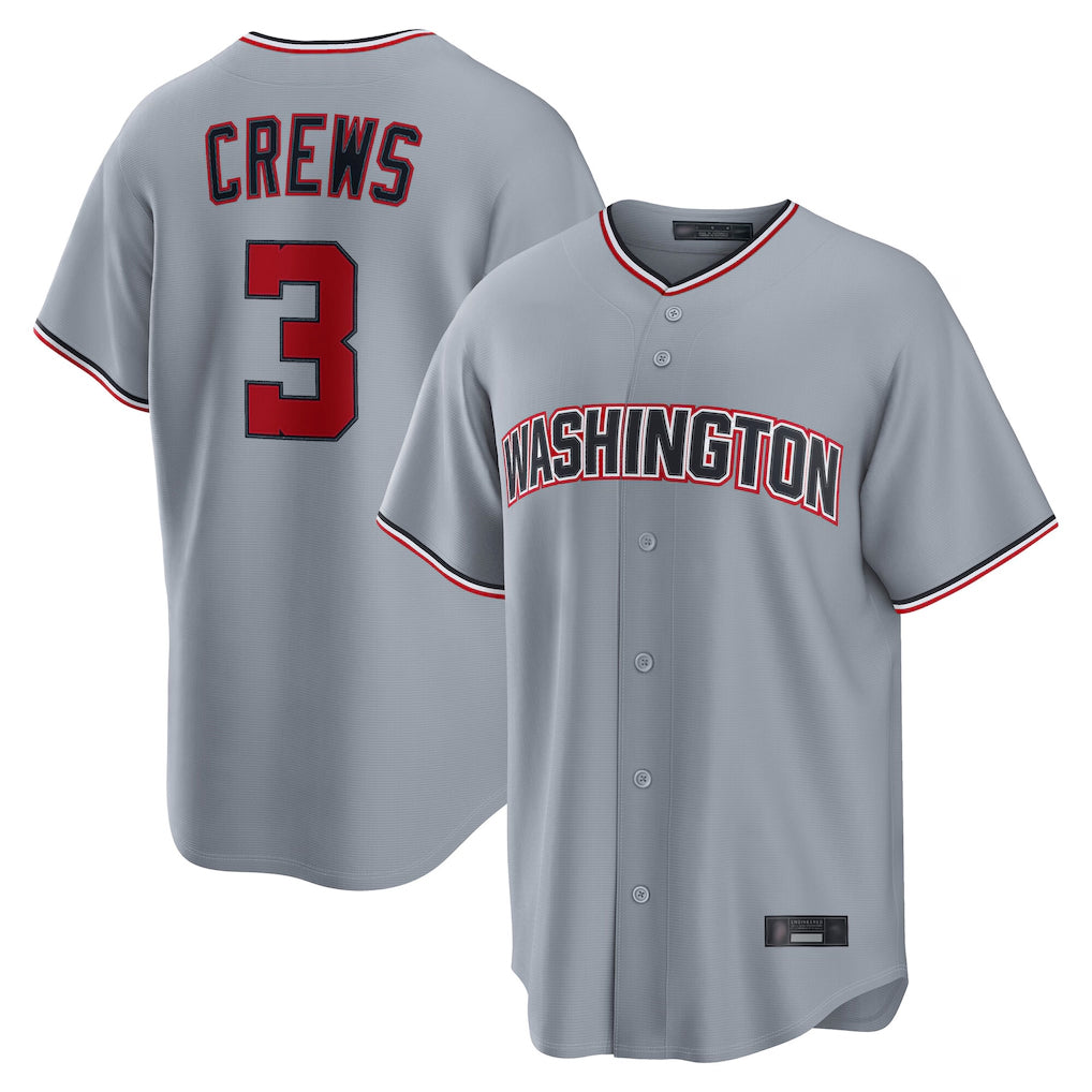 BIPIHUC W.Nationals #3 Dylan Crews Player Gray Alternate Game Stitched Jerseys