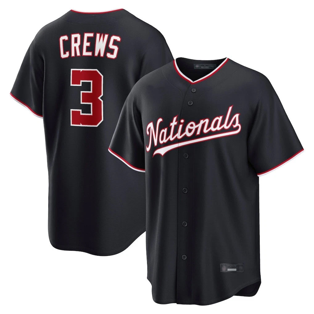 BIPIHUC W.Nationals #3 Dylan Crews Player Navy Game Stitched Jerseys