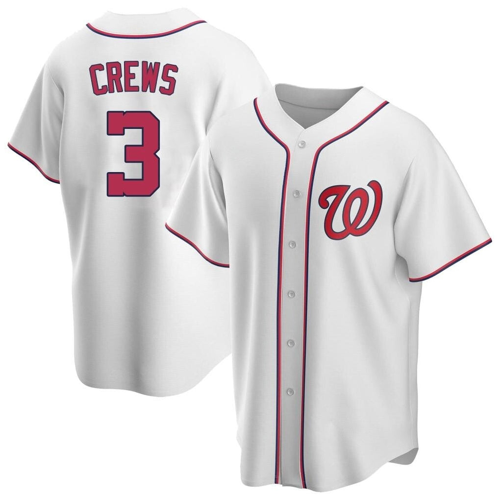 BIPIHUC W.Nationals #3 Dylan Crews Player White Game Replica Stitched Jerseys