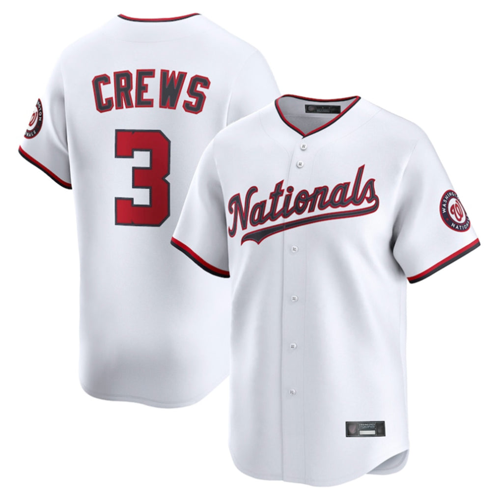 BIPIHUC W.Nationals #3 Dylan Crews Player White Limited Replica Stitched Jerseys
