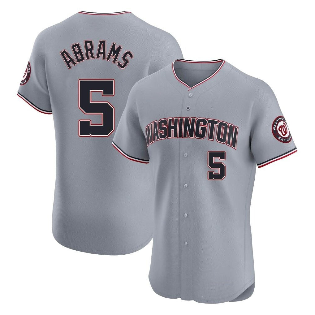 BIPIHUC W.Nationals #5 CJ Abrams Player Gray Elite Road Replica Stitched Jerseys