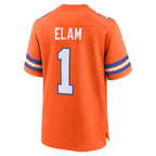 BIPIHUC D.Broncos #1 Jason Elam Orange Retired Player Alternate Game Jersey