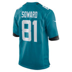 BIPIHUC J.Jaguars #81 R. Jay Soward Teal Retired Player Team Game Jersey