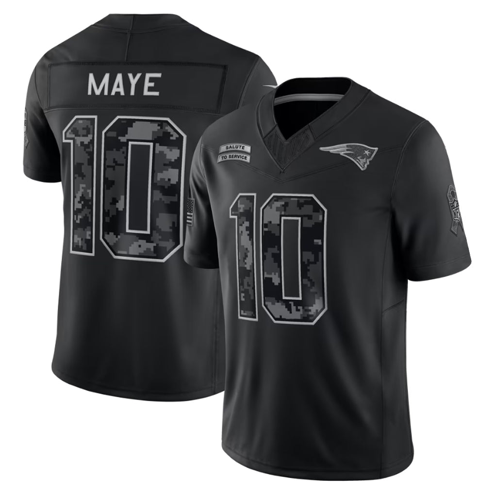 BIPIHUC NE.Patriots #10 Drake Maye Player Black Limited 2026 Salute to Service Home Game Stitched Jerseys