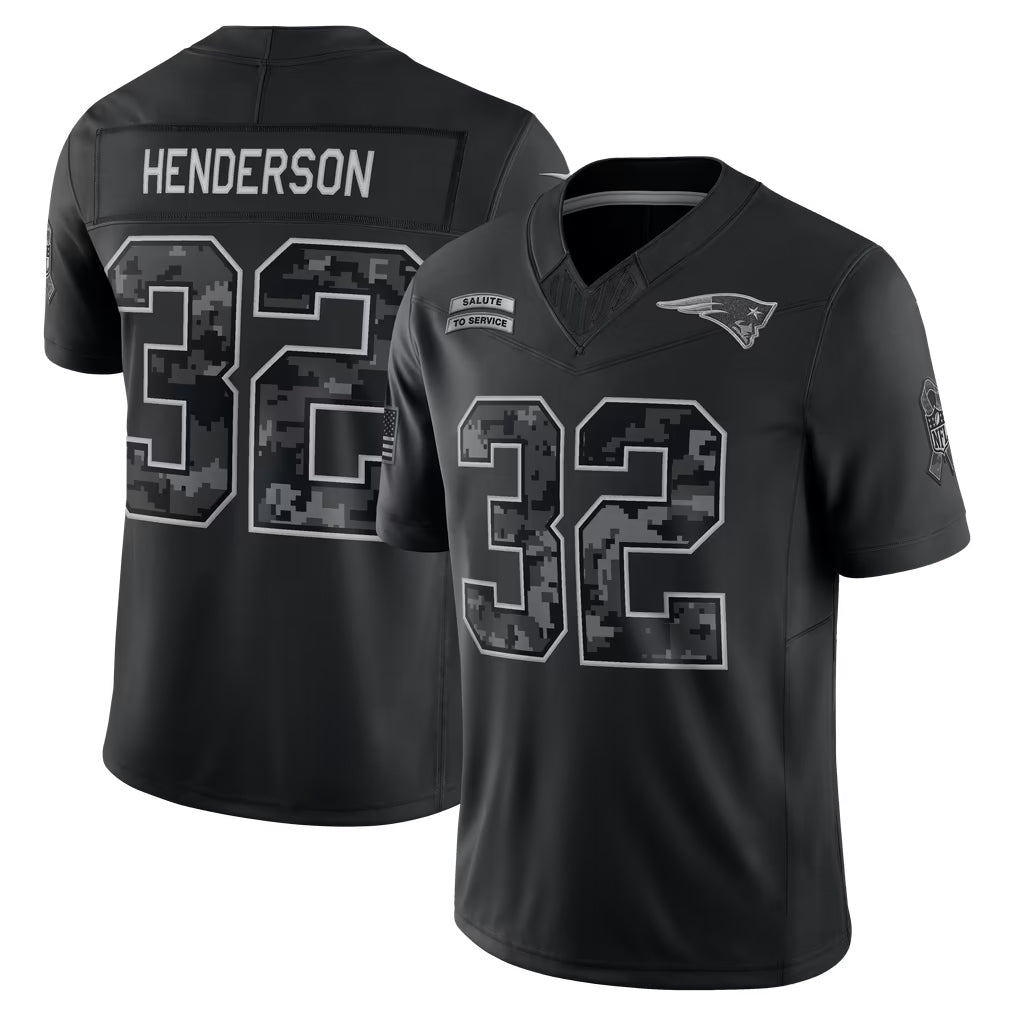 BIPIHUC NE.Patriots #32 TreVeyon Henderson Player Black Limited 2026 Salute to Service Home Game Stitched Jerseys