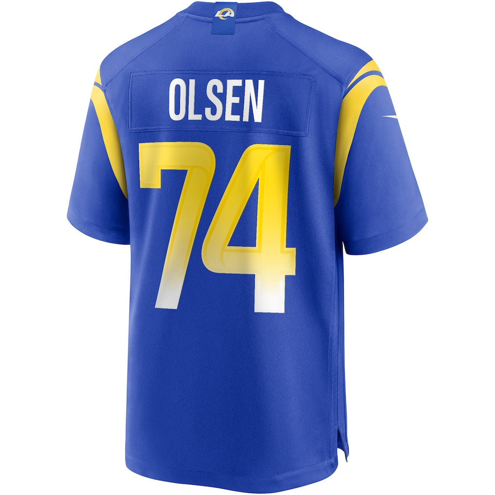 BIPIHUC LA.Rams #74 Merlin Olsen Royal Game Retired Player Jersey