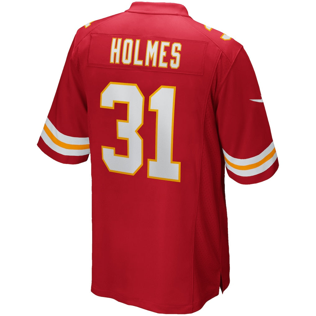 BIPIHUC KC.Chiefs #31 Priest Holmes Red Game Retired Player Jersey