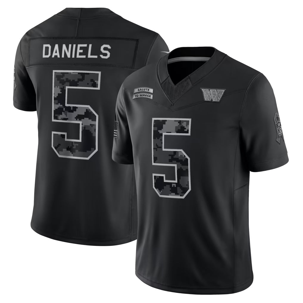BIPIHUC W.Commanders #5 Jayden Daniels Player Black Limited 2026 Salute to Service Home Game Stitched Jerseys