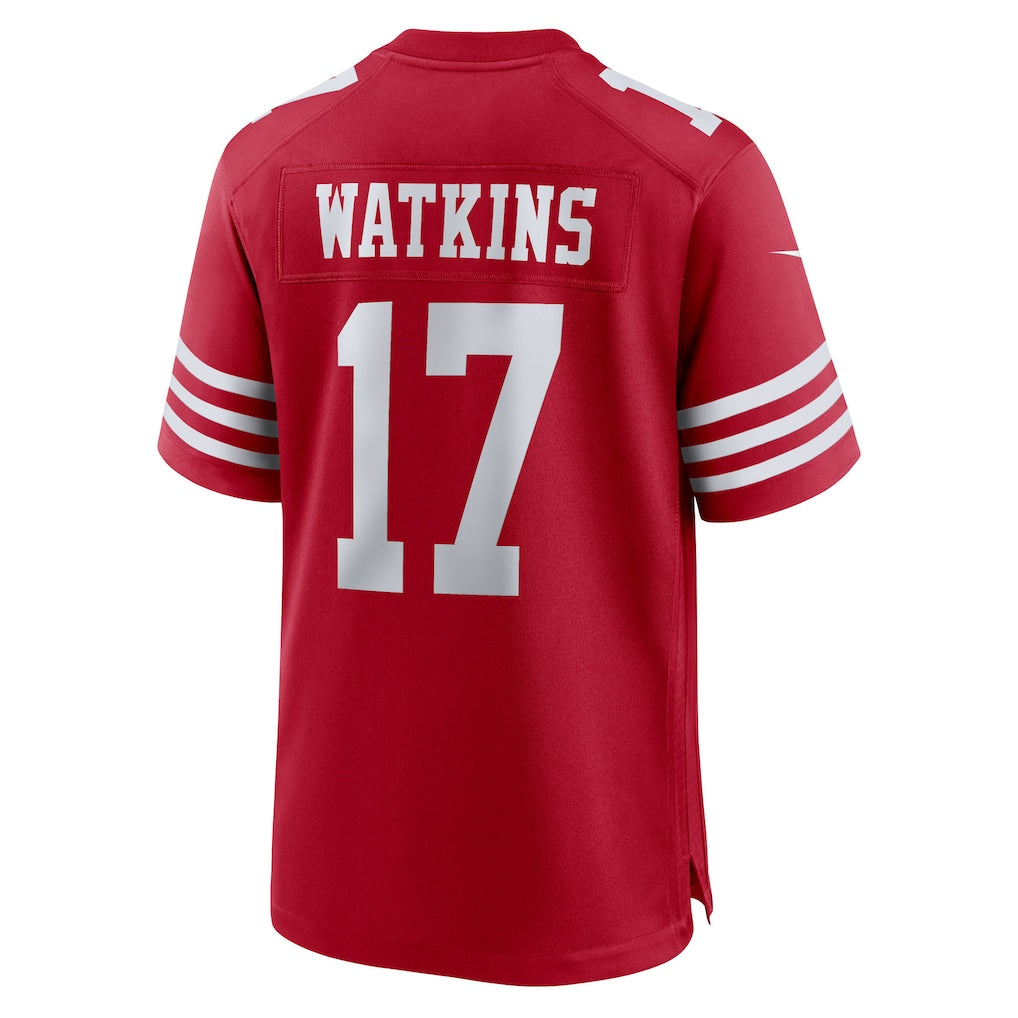 BIPIHUC SF.49ers #17 Jordan Watkins Scarlet Team Game Jersey